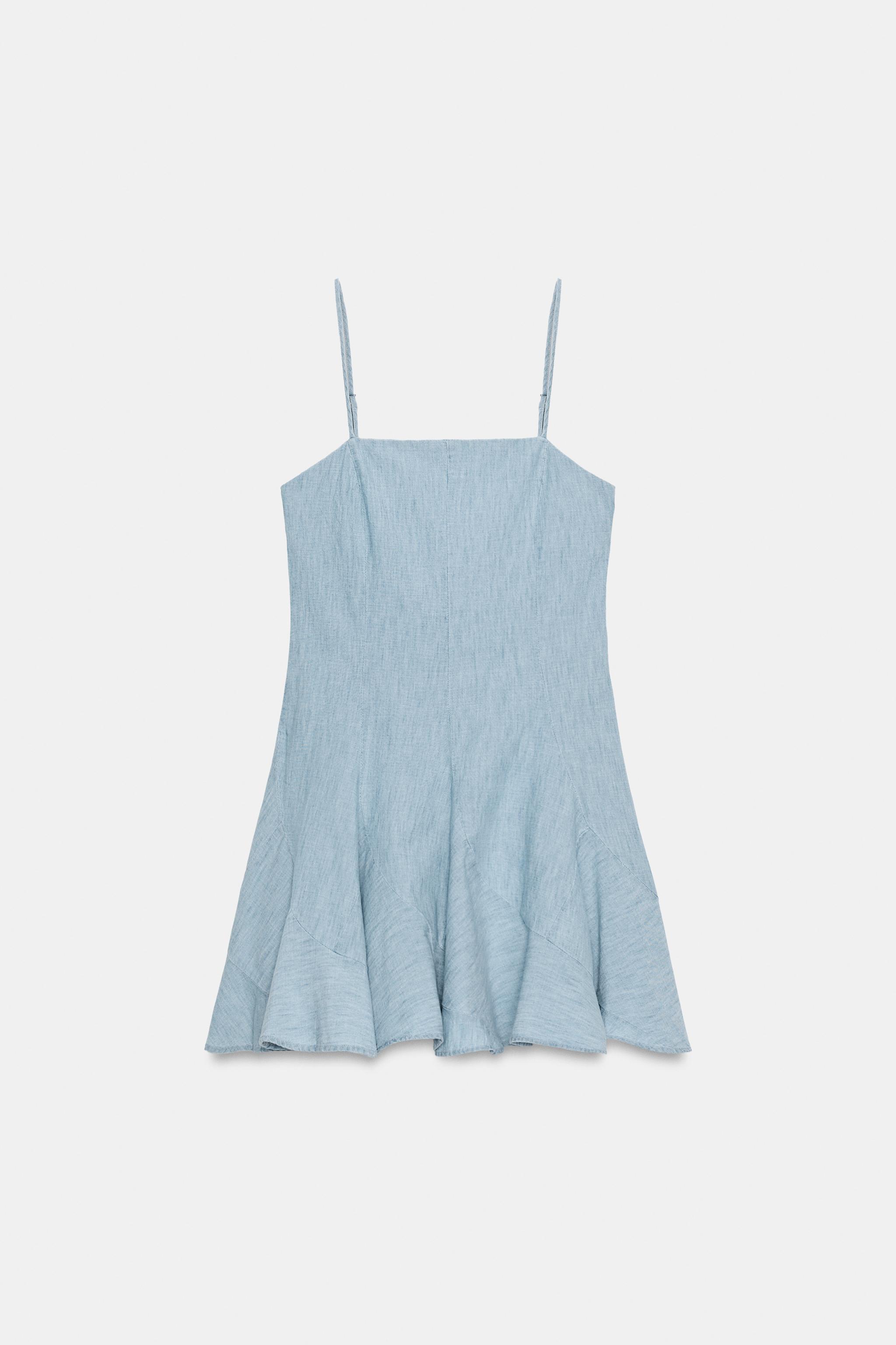 TRF DENIM GORED MINI DRESS